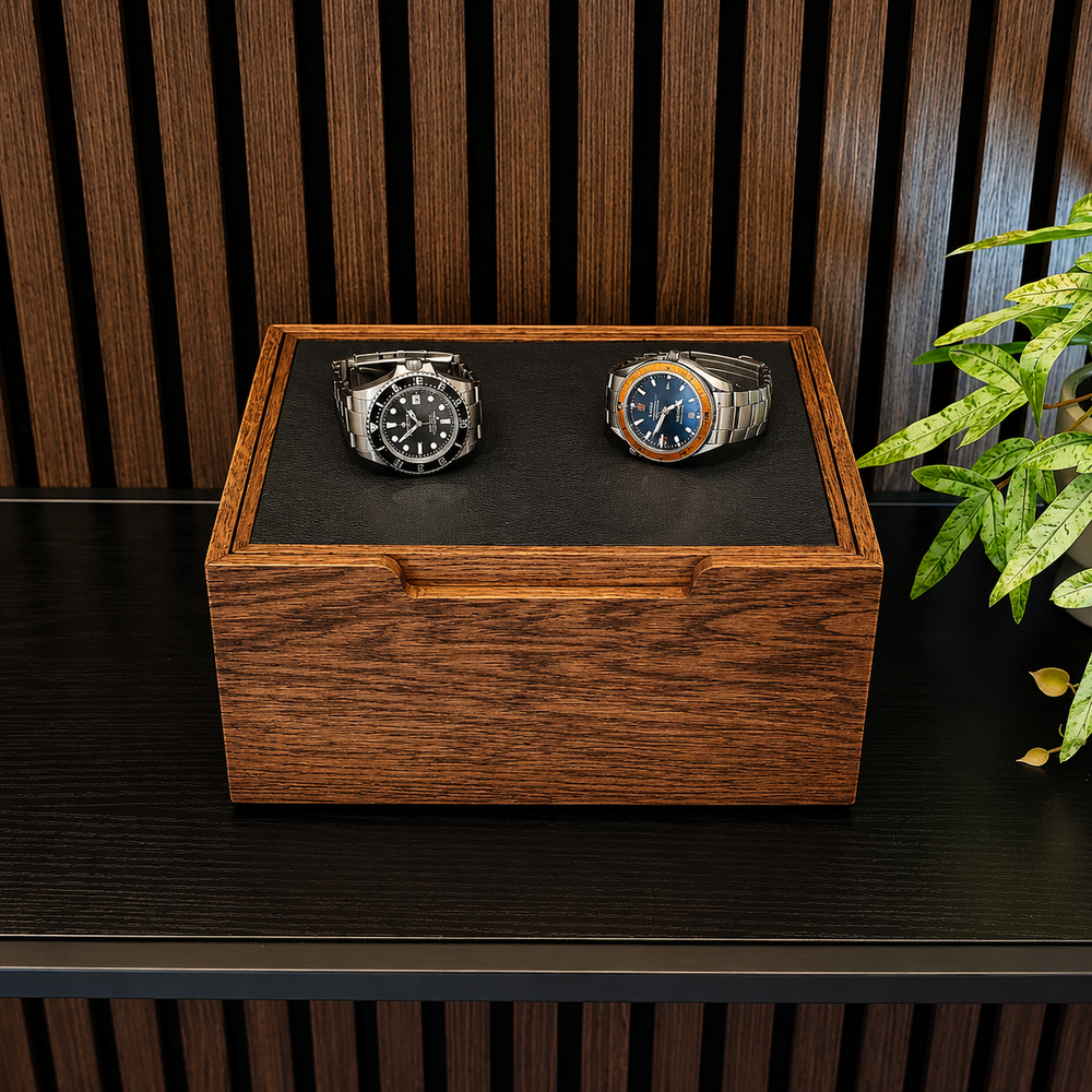 Morelund 6 Slot Wood Watch Box Dark Oak Black