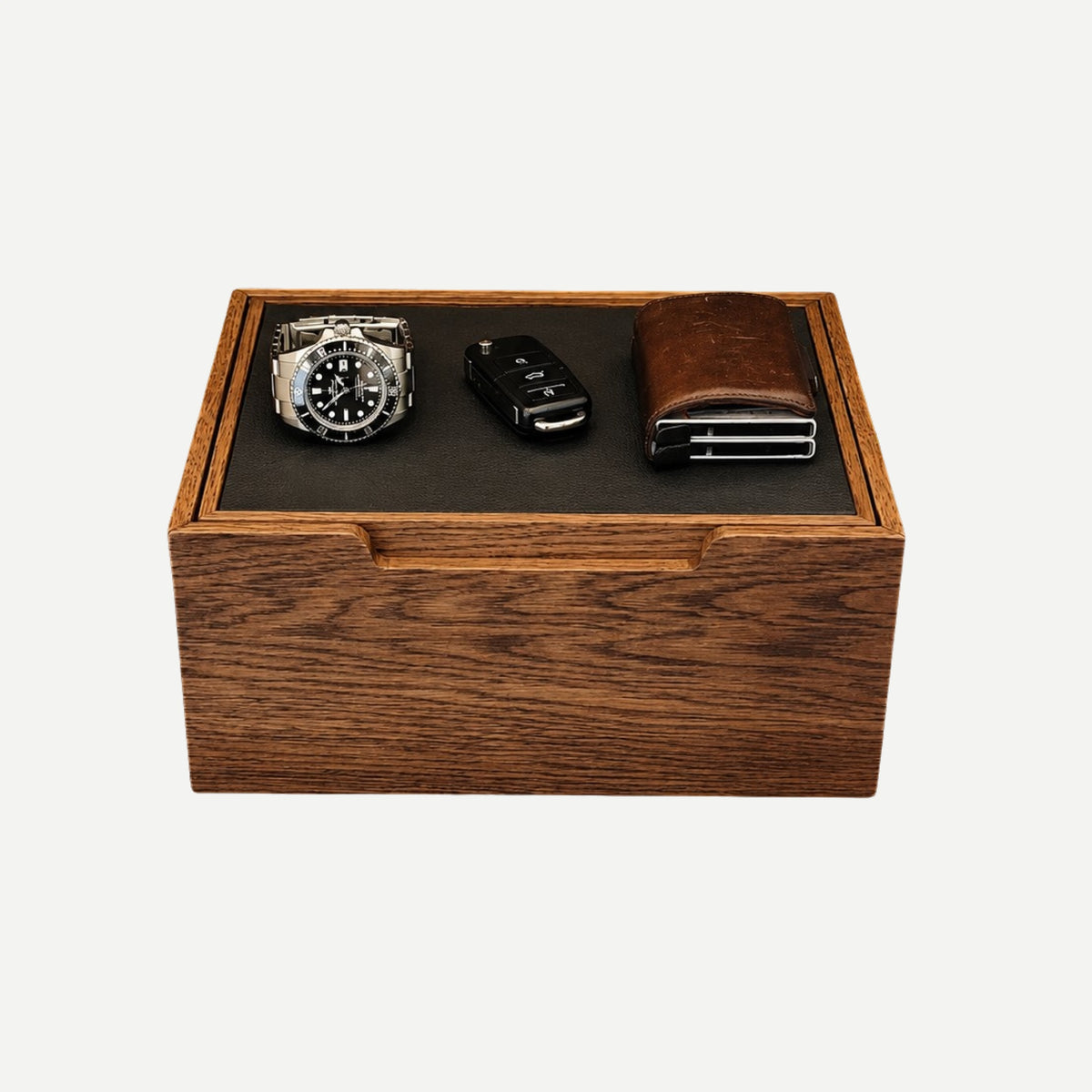Morelund 6 Slot Wood Watch Box Dark Oak Black