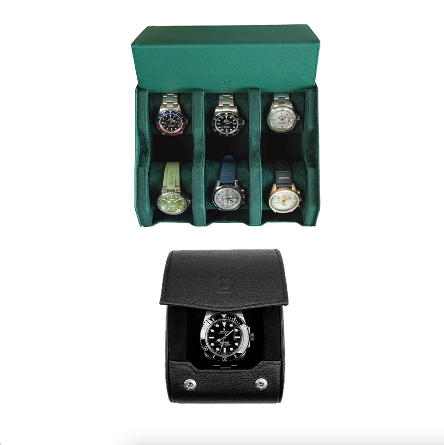 Make your own set (6 Slot Watchbox + Single Watch Roll)