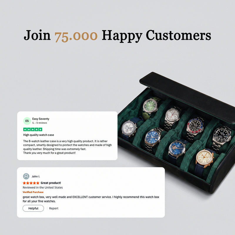 Hexagon Black Green 8 Slot Watch Box