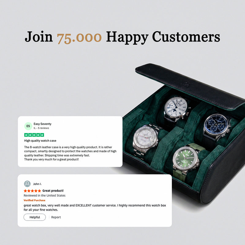 Hexagon Black Green 4 Slot Watch Box