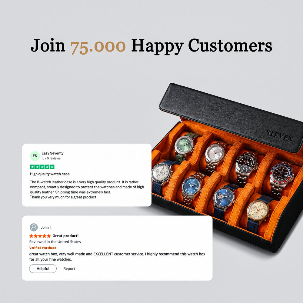 Personalized Hexagon Black Orange 8 Slot Watch Box