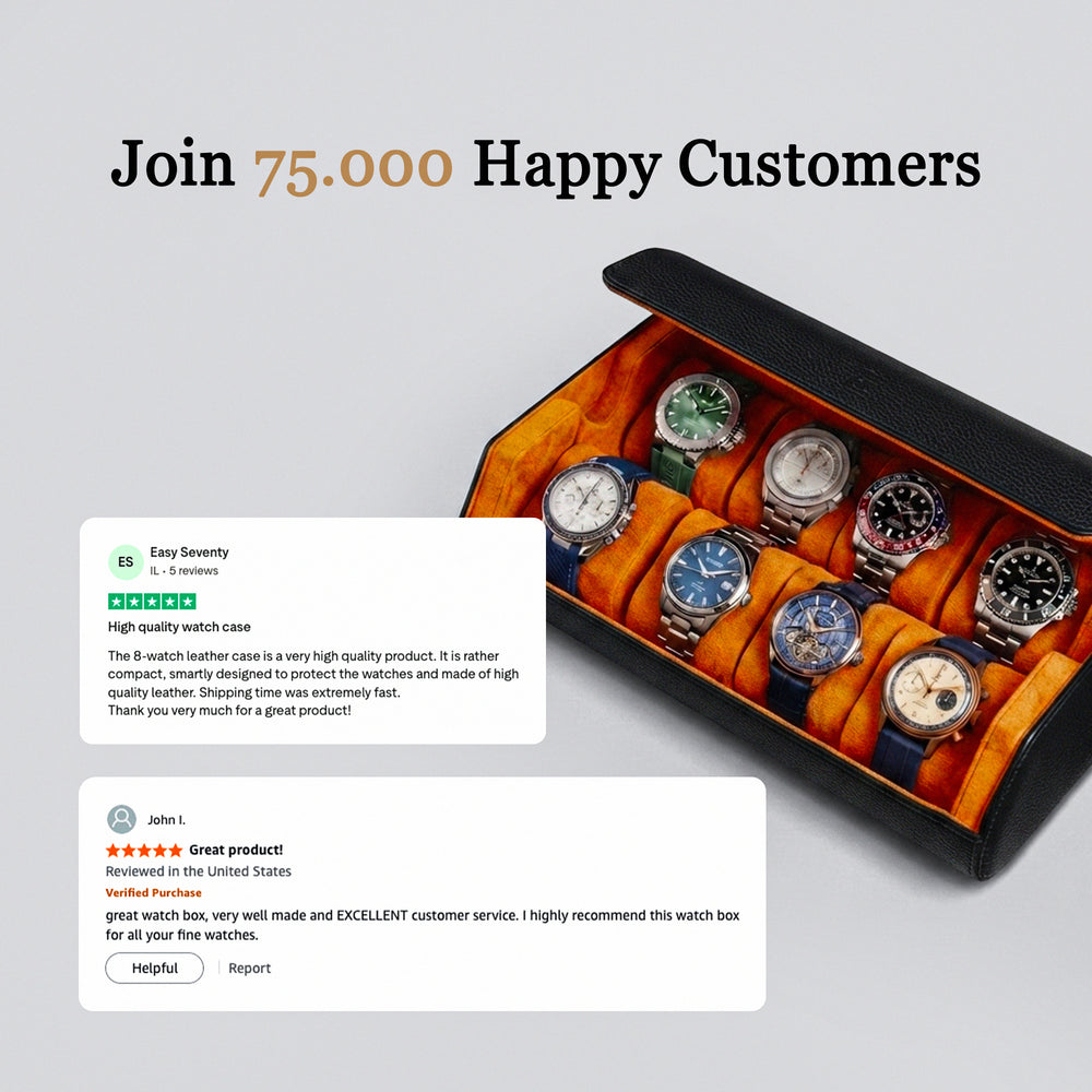 Hexagon Black Orange 8 Slot Watch Box