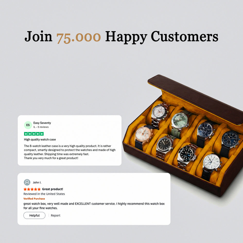 Hexagon Coffee Brown 8 Slot Watch Box