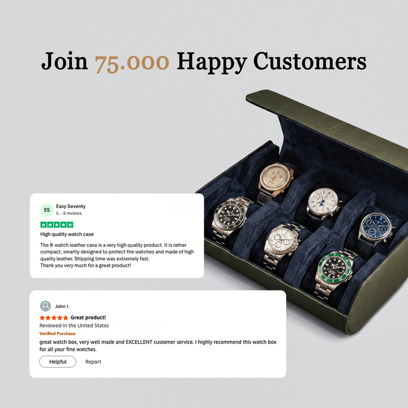 Hexagon Forest Green 6 Slot Watch Box