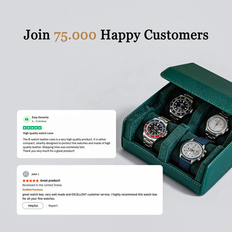 Hexagon Green Saffiano 4 Slot Watch Box