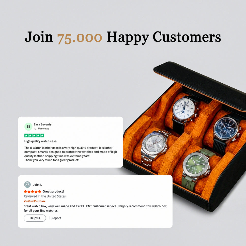 Hexagon Black Orange 4 Slot Watch Box