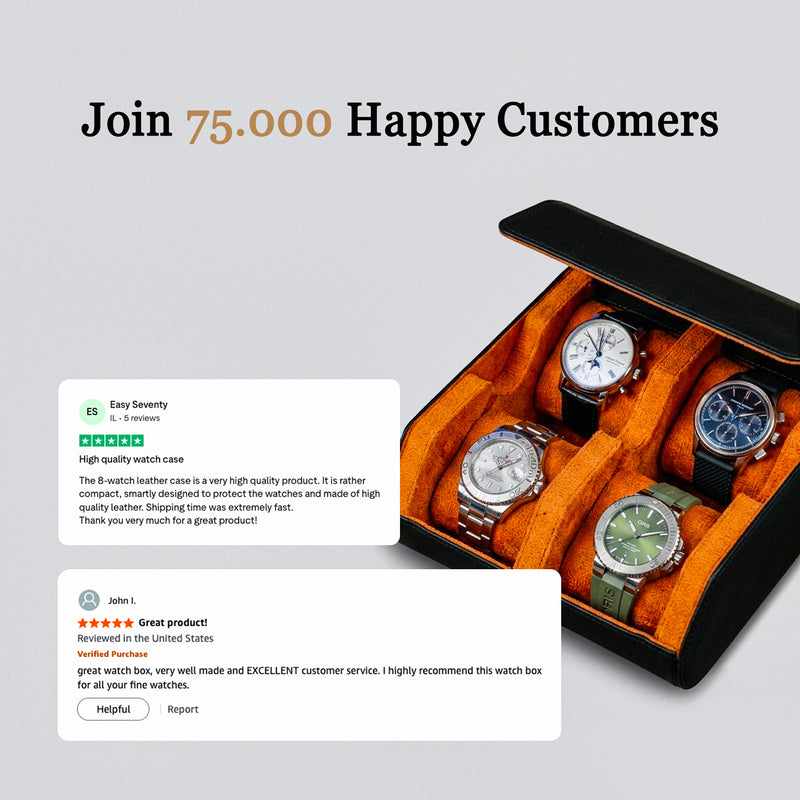 Hexagon Black Orange 4 Slot Watch Box