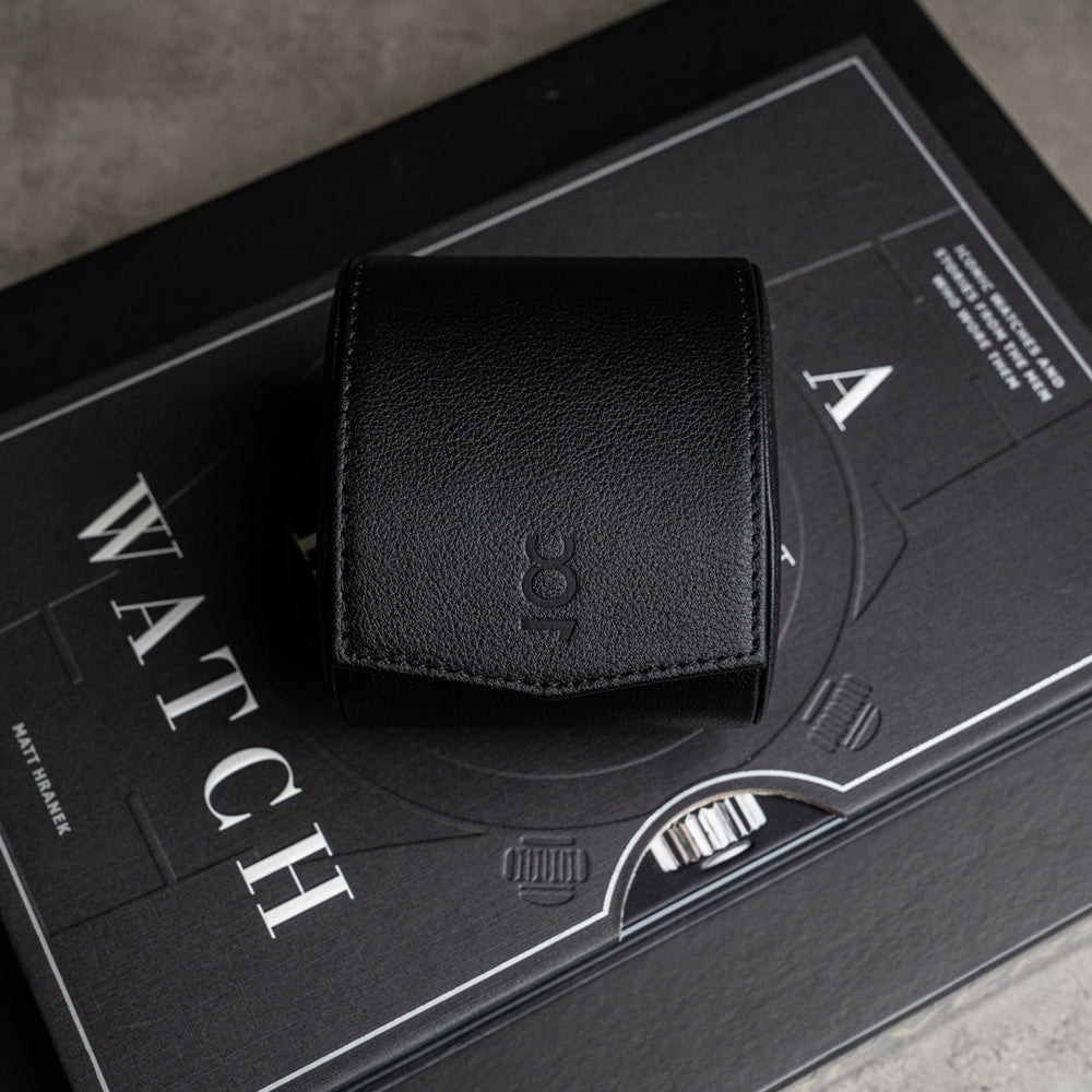 Single Travel Roll - black, black orange, travel roll for one watch, small travel roll, watch storage, how to travel safely with your watch, compact watch roll