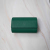 Green Saffiano watch roll for 2 watches