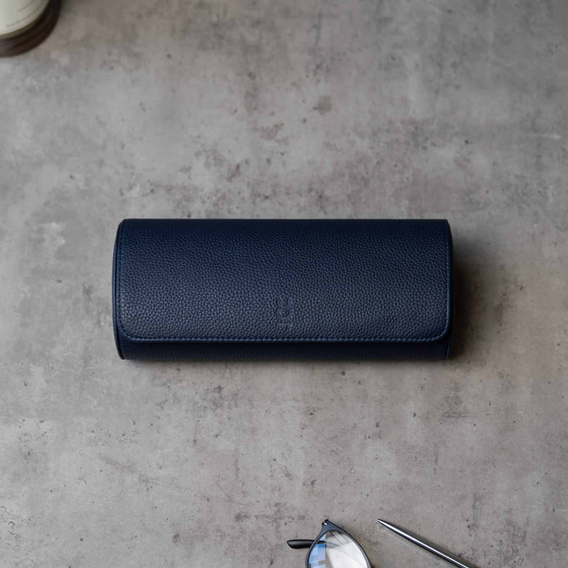 Navy Blue Litchi Watch Roll