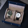 Navy Blue Saffiano Two Slot Watch Roll 