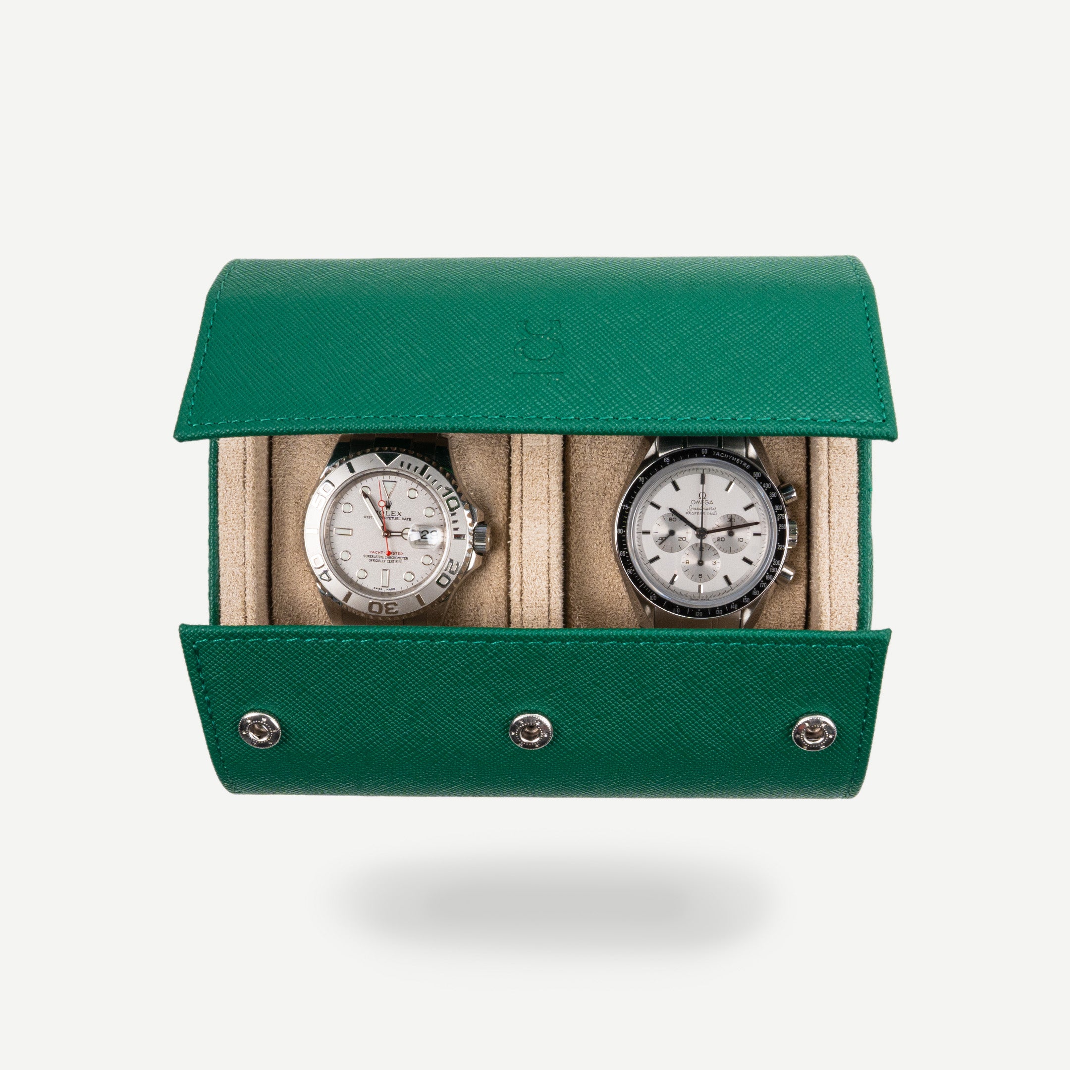 Two Slot Green Saffiano