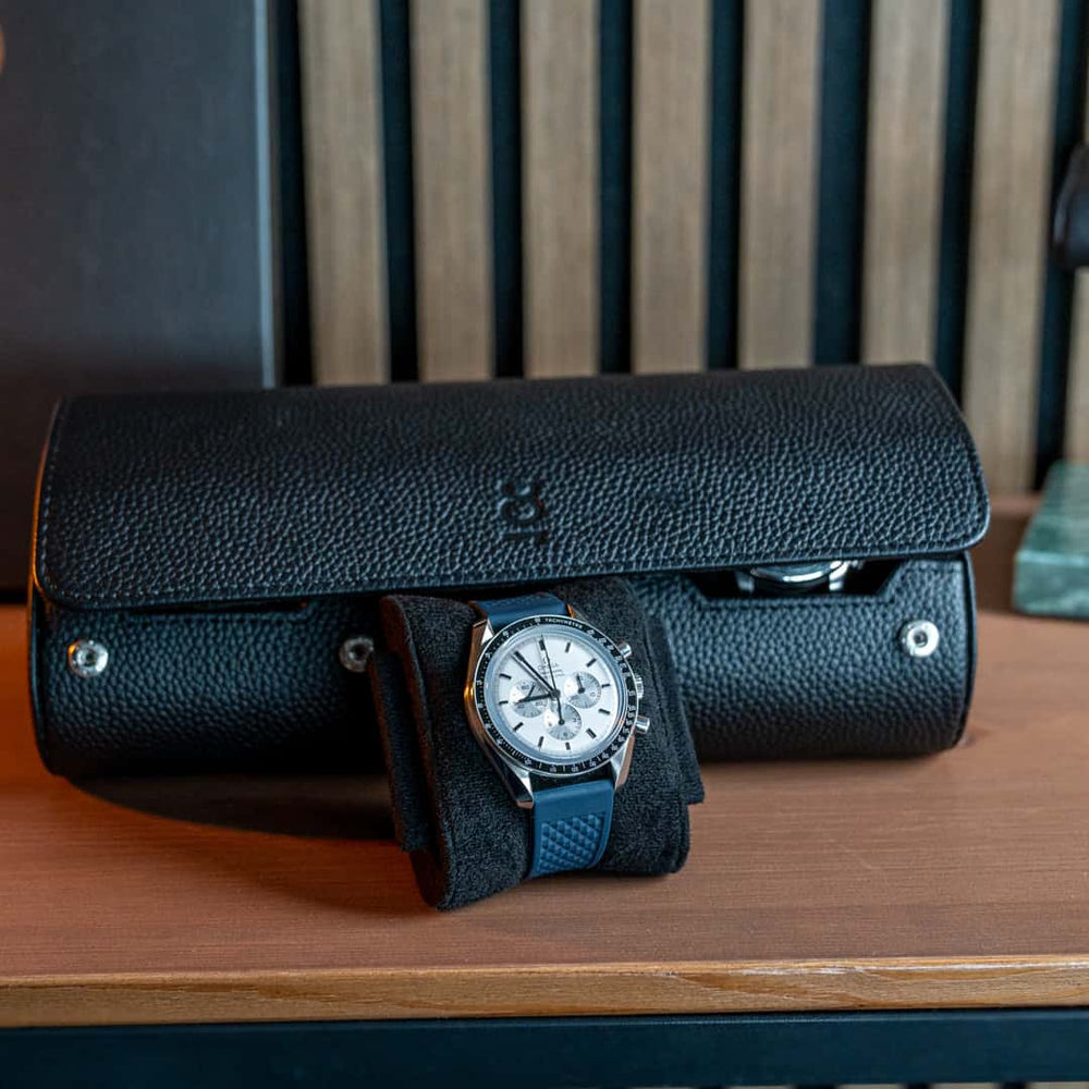 Watch Roll For 3 Watches In All Black cushion